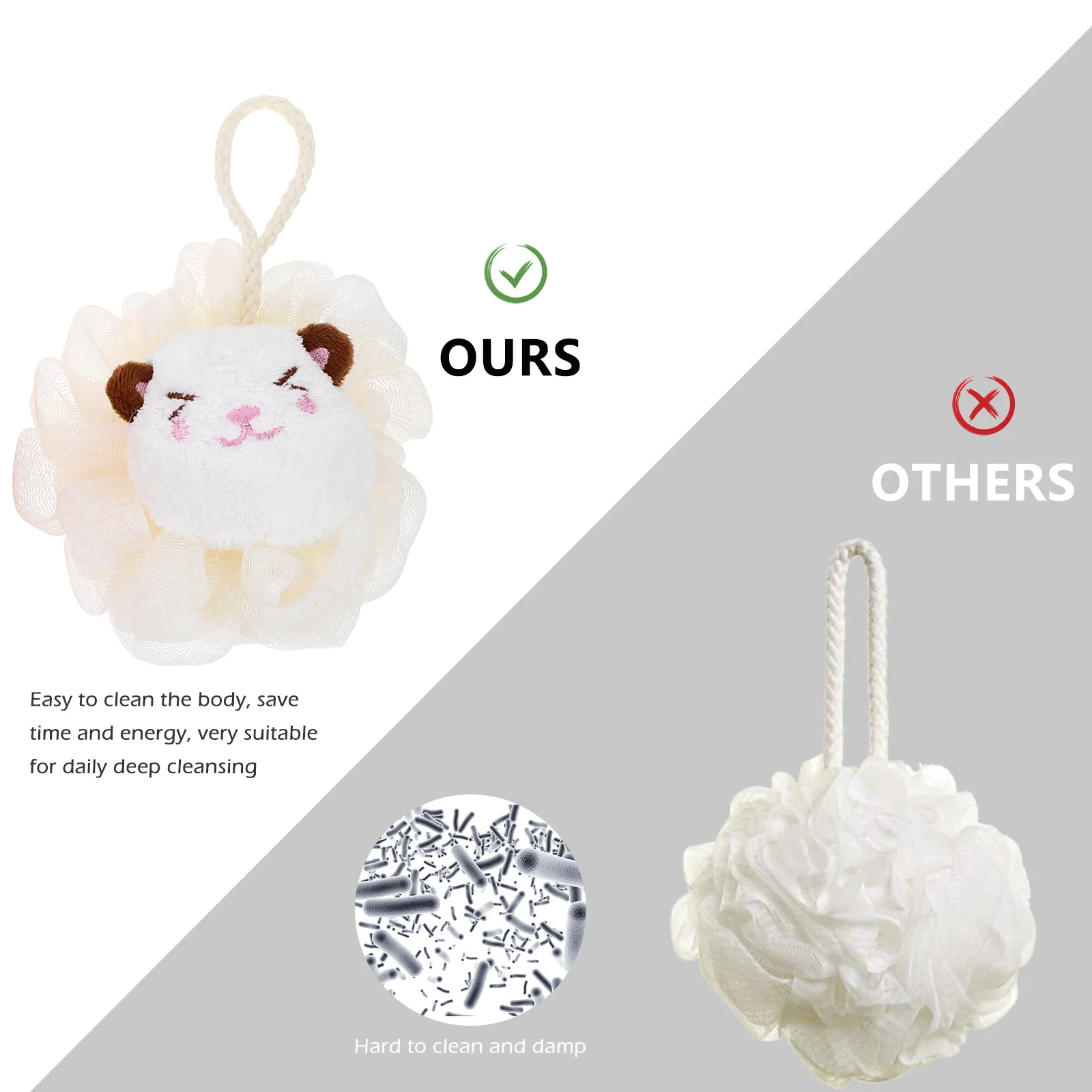 

2Pcs Cartoon Bath Loofah Soft Exfoliating Shower Sponge Body Wash Scrubber Hanging Bath Shower Loofahs for Adults Women Men