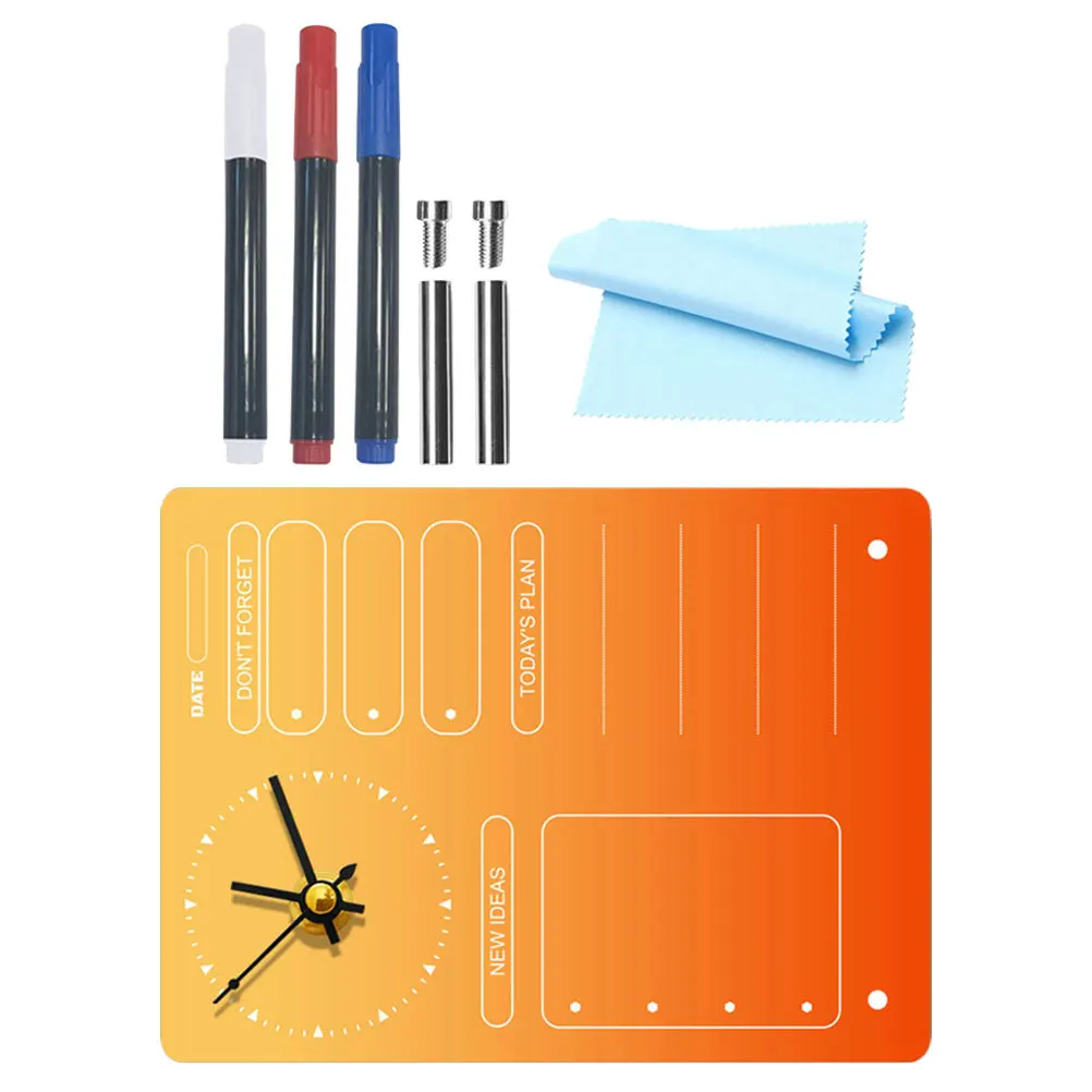 

Desktop Acrylic White Board Multi-Function Memo Planner with Clock Clear to Do List Writing Board for Home Office Decor