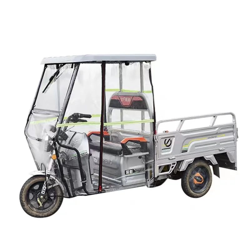 Electric tricycle carport fully transparent rain curtain
