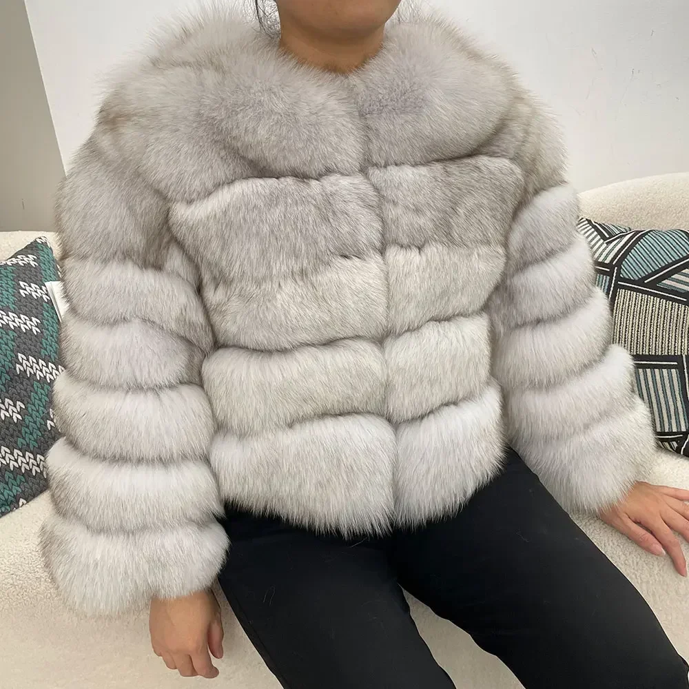 

New Fashion Fox Fur Coat Real Raccoon Fur Jacket Fur Coat Winter Jacket Women Natural Fox Fur Outerwear Thick Warm Luxury Female