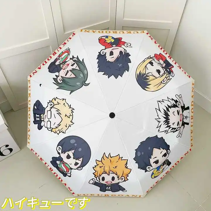 Anime Haikyuu!! Cosplay Fold Full-automatic Cartoon Sunscreen Sunshade Windproof Umbrella Cute Birthday Xmas Gift Send Friend