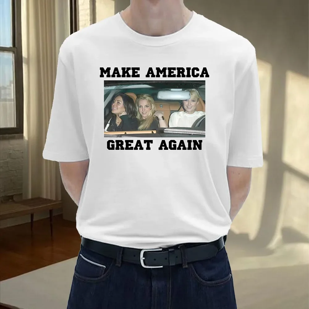 2024 New Style Britney Spears Man Cotton T-shirt Make America Great Again Print Woman Print Tee Male Female Fashion Casual Tops