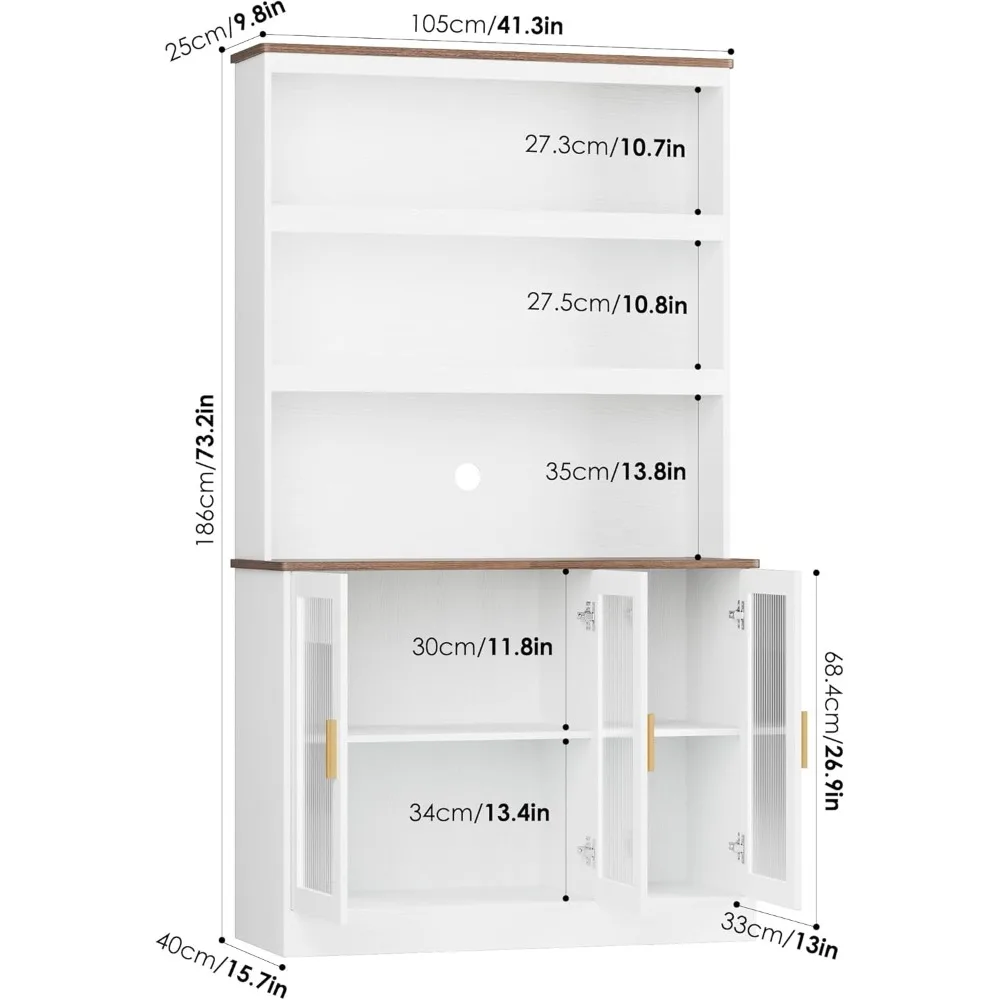 خزانة تخزين طويلة، خزانة مخزن المطبخ 73 بوصة مع أبواب، رف مفتوح لخزانة المطبخ، خزانة كتب طويلة من 5 طبقات مع مساحة تخزين لـ #2
