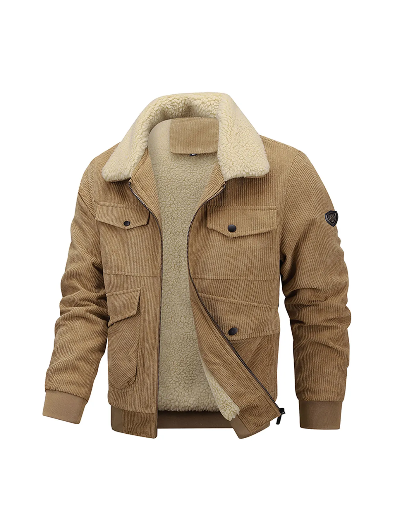 

Men's Winter Corduroy Casual Cotton Jacket with Fleece Lining, Thickened for Outdoor Sports, Leisure and Warmth