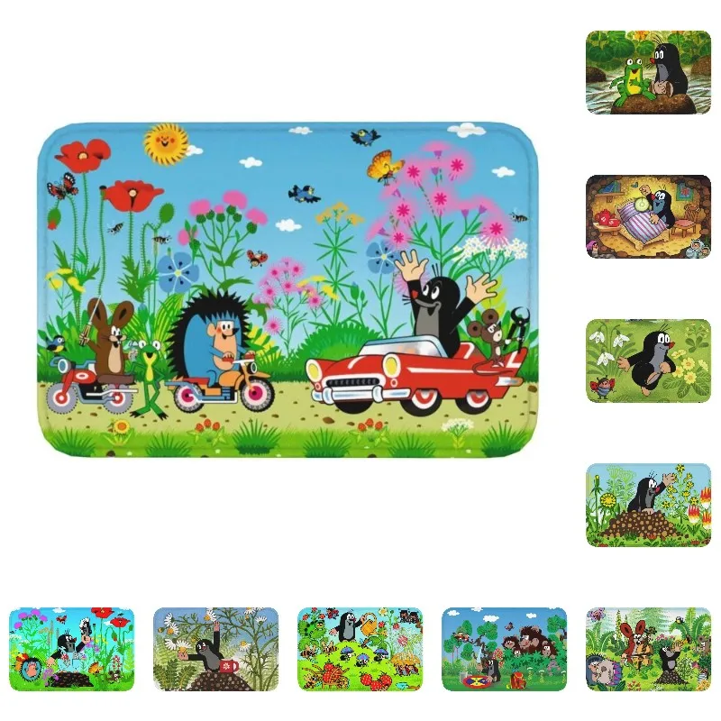 Happy Krtek Cartoon Mole Doormat Non-Slip Kitchen Bath Mat Balcony Floor Door Entrance Carpet Rug Toilet Living Room Footpad