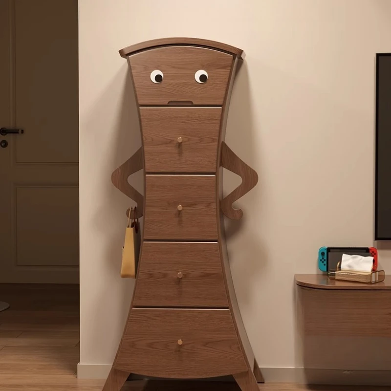 

Solid wood waist chest chest bedroom bedside cute robot creative living room storage five bucket side cabinet