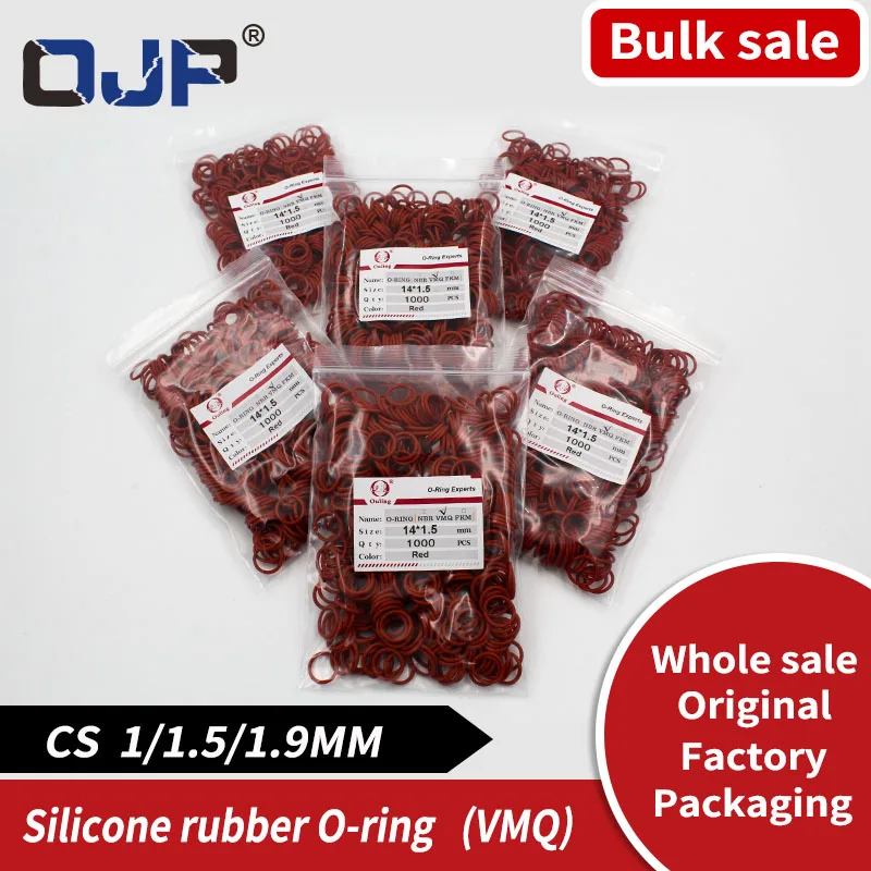 O-ring, bulk discount free shipping thickness 1/1.5/1.9mm CS silicone red sealing temperature resistant gasket rubber complete