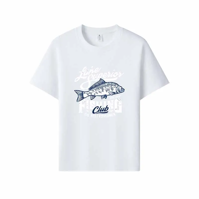 camiseta-masculina-do-lake-superior-fishing-club-estilo-nautico-retro-tecido-macio-ajuste-solto-e-confortavel