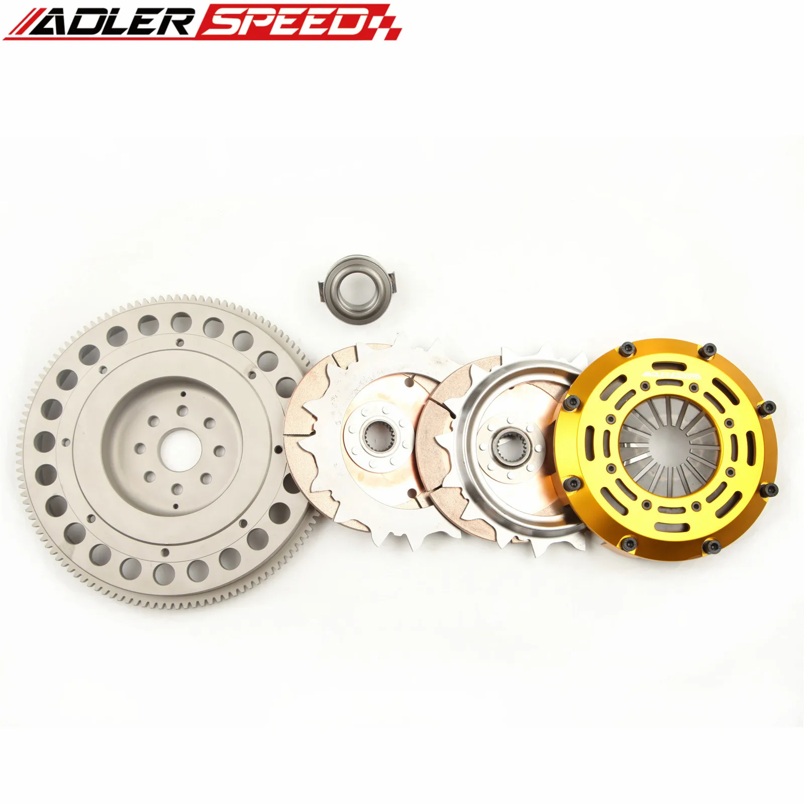 

ADLERSPEED Race Twin Disc Clutch + Flywheel Medium For 95-98 Toyota T100, 00-04 Tundra 3.4L DOHC 6cyl 5VZFE