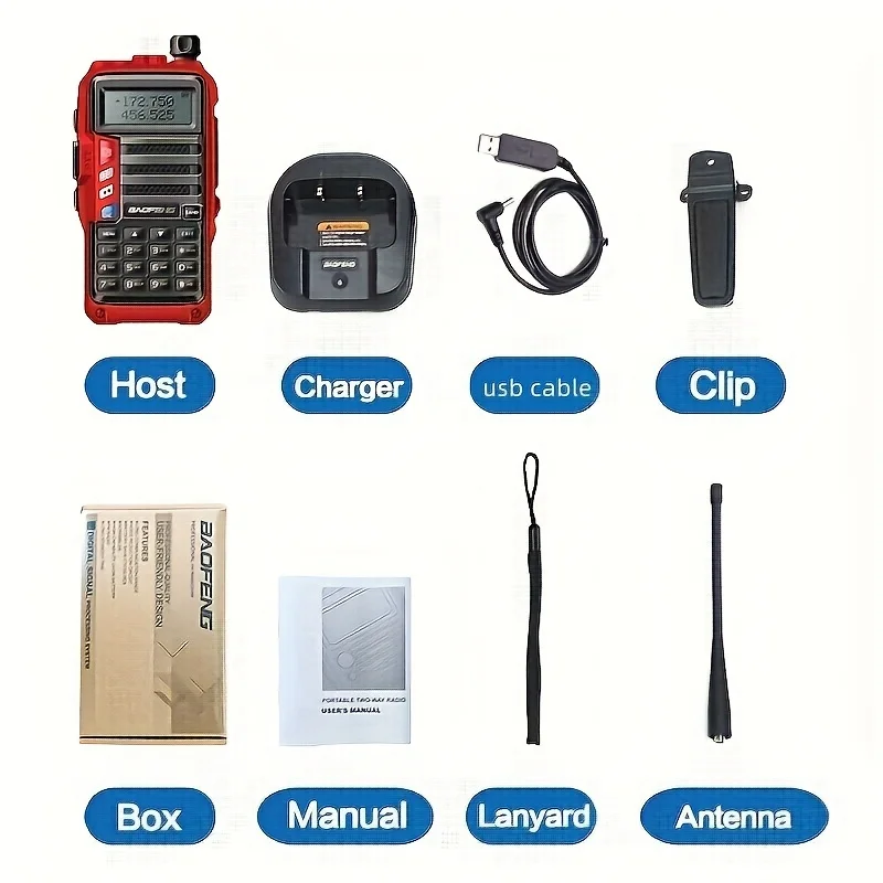 NEW BAOFENG BF-UVS9 PLUS 8W High Power UHF/VHF Dual Band 10KM Long Range USB Plug Walkie Talkie 3800mAh Battery Radios