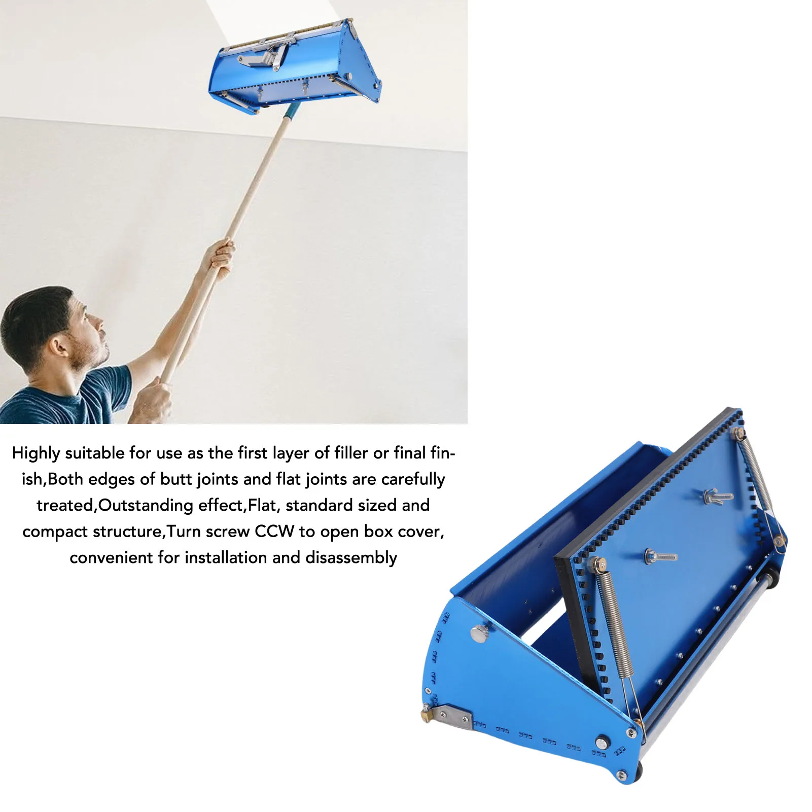 Caixa de acabamento plano para drywall, 12 polegadas, sheetrock, reboco, ferramenta de raspagem para acabamento de pintura de parede doméstica