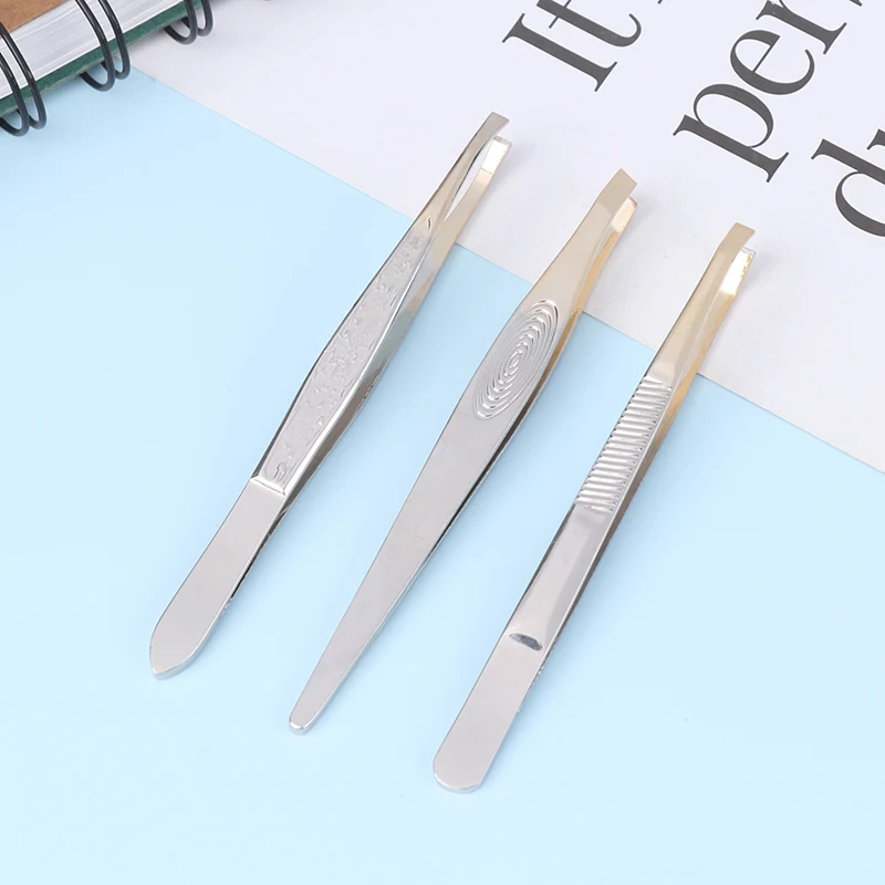 

1PCS Eyebrow Tweezers Facial Hair Removal Clip Stainless Steel Flat Slant Tip Eyebrow Eyelash Makeup Tweezer Beauty Tools