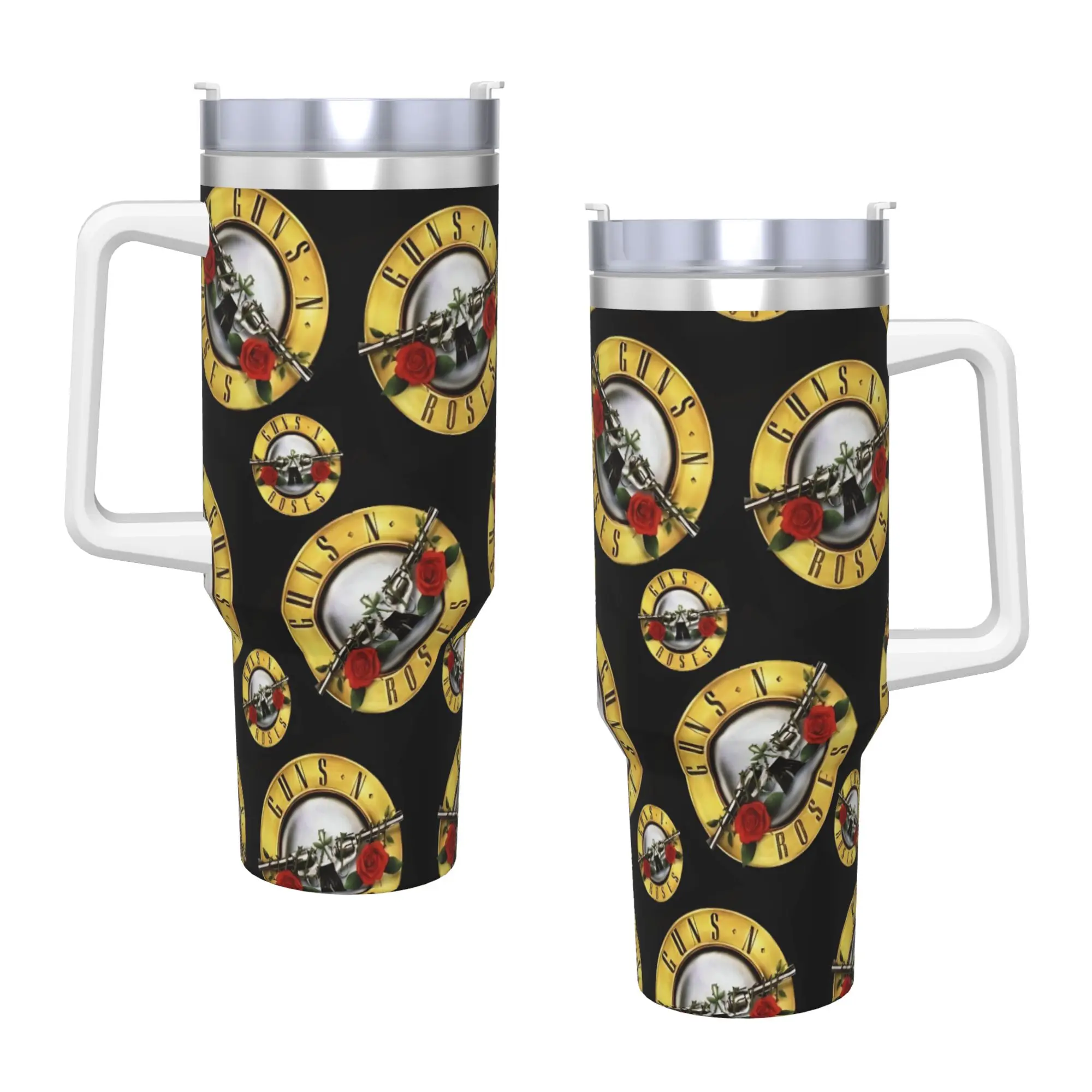 

Guns N Roses Band Stainless Steel Tumbler Camping Coffee Mug With Straws and Lid 40oz Car Mugs Cold and Hot Water Bottle