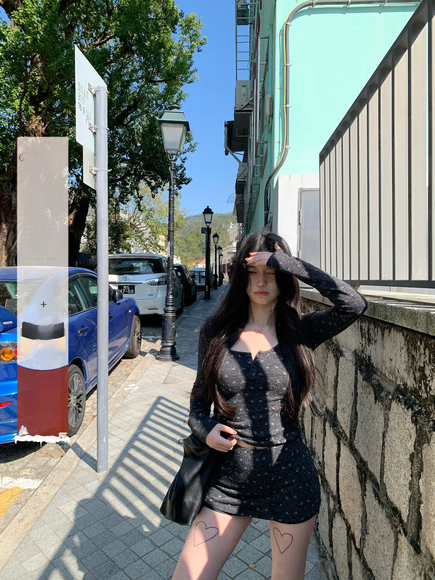 

eepland Early Spring Knitted Long Sve T-irt And Skirt Set Floral Print Brued Texture Skin-friendly Korean Sle...