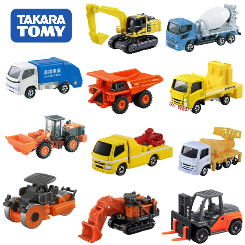 

Модель автомобиля Tomy Tomica из сплава, мини-металлический строительный грузовик, бульдозер, экскаватор, транспортный грузовик, вилочный погрузчик, игрушка для мальчика, рождественский подарок