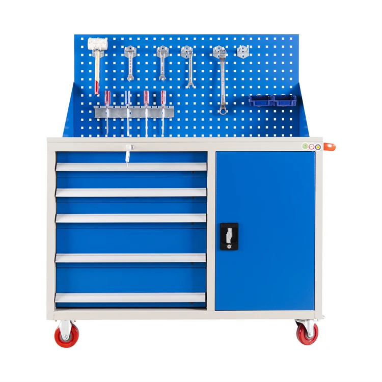 Garage Metal Tool Trolley Chest Workshop Hardware Tool Cabinet  Auto Repair Mobile Storage Station Workbench