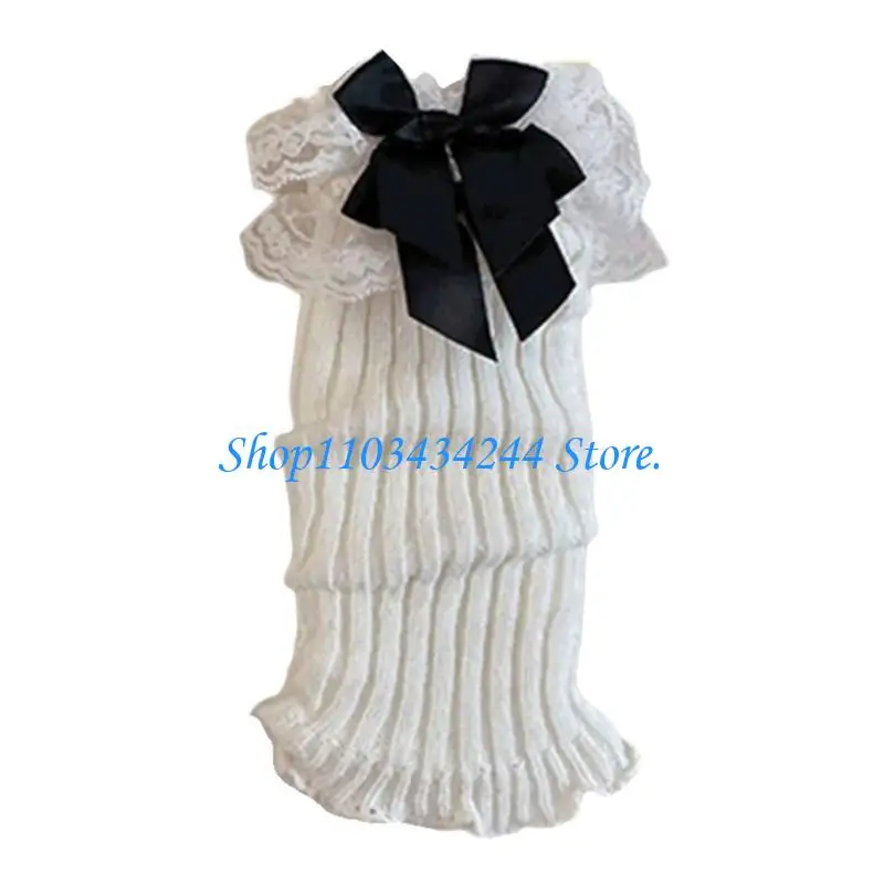  Handmade Crochet Leg Warmers Lace Bowknot Socks for Little Girl Slouchy Socks Breathable Warm Leggings Sweet Leg Cover