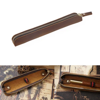 ジッパー付き本革ペンケース,保護ミニケース