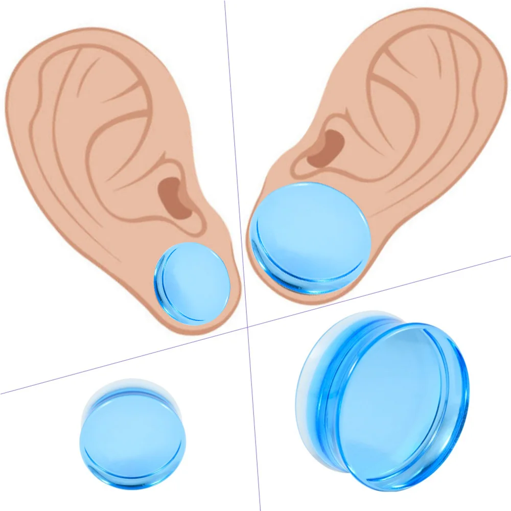 2Pcs Acrylic Solid Double Horn Blue Ear Plugs  Ear Tunnels Gauges Cartilage Lobe Body Piercing Jewelry For Women Men 8-25mm