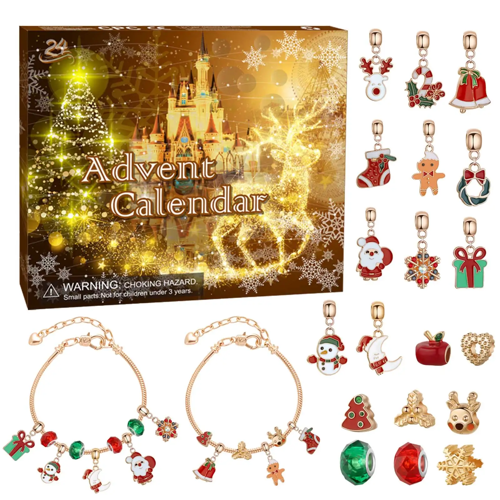 Two Minute Toothbrush Timer Countdown Christmas Advent Calendar For Kids Jewelry Set Ring Necklace Earrings Kids Stopwatch Timer