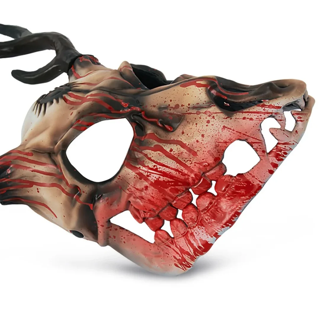 أقنعة قرون تأثيري الحيوان Bighorn الأغنام البغل الغزلان العظام قرن الوعل هالوين خوذة حفلة أقنعة غريبة مخيف حفلة تنكرية الدعائم #5