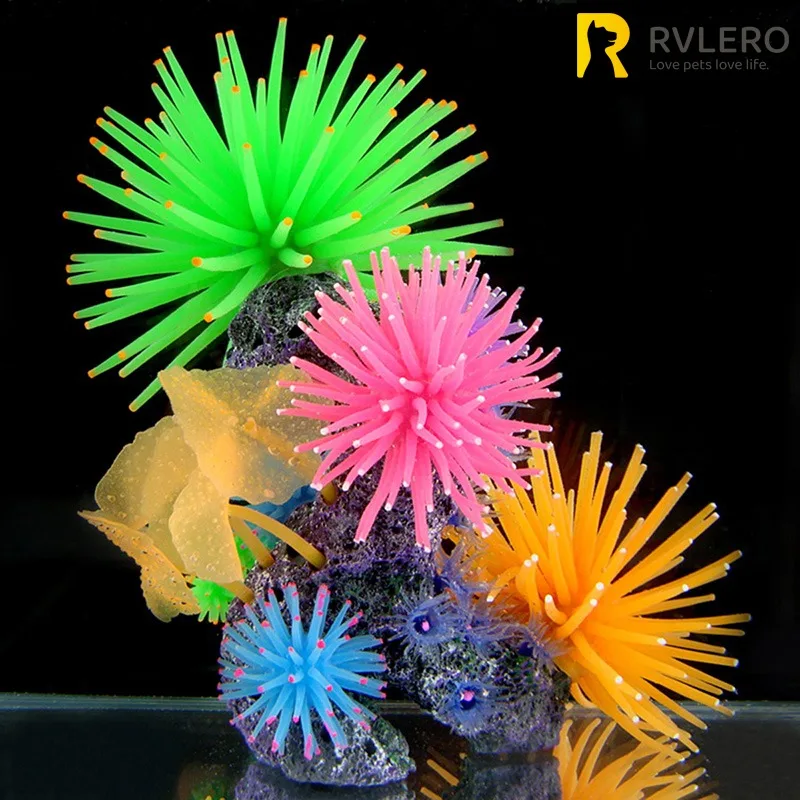 Luminous Simulation Sea Anemone Sea Urchin Silicone Color Coral Plant Aquarium Fish Tank Landscaping Decoration Home Ornaments