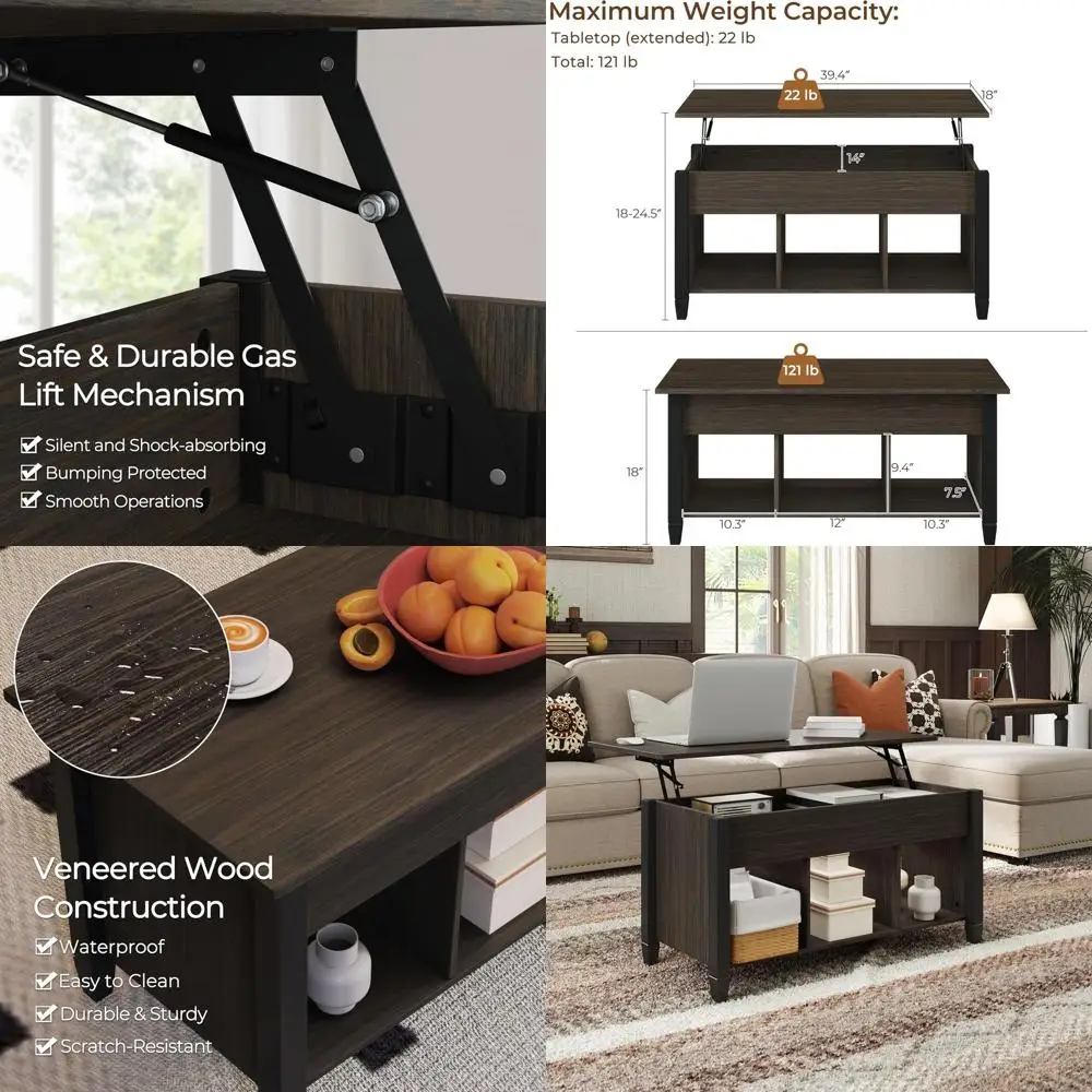 

Retro 41'' Lit Coffee Table with Storage and Shelf, Perfect for Living Room