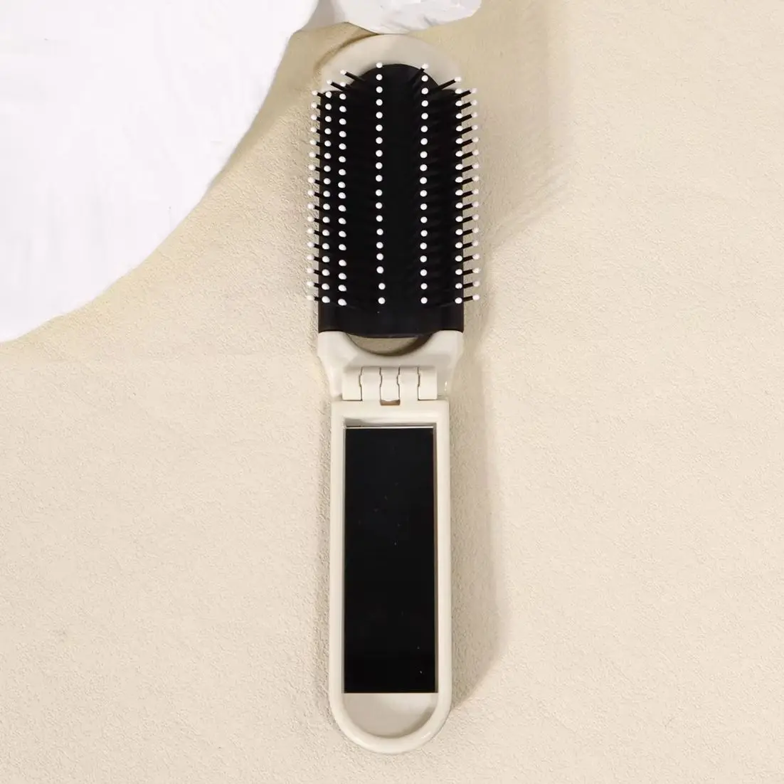 فرشاة شعر قابلة للطي تحت عنوان Kpop مع مرآة - مشط تدليك الجيب المدمج، للاستخدام أثناء السفر/الاستخدام اليومي، هدية مروحة، خاصة للشعر المستعار الحقيقي