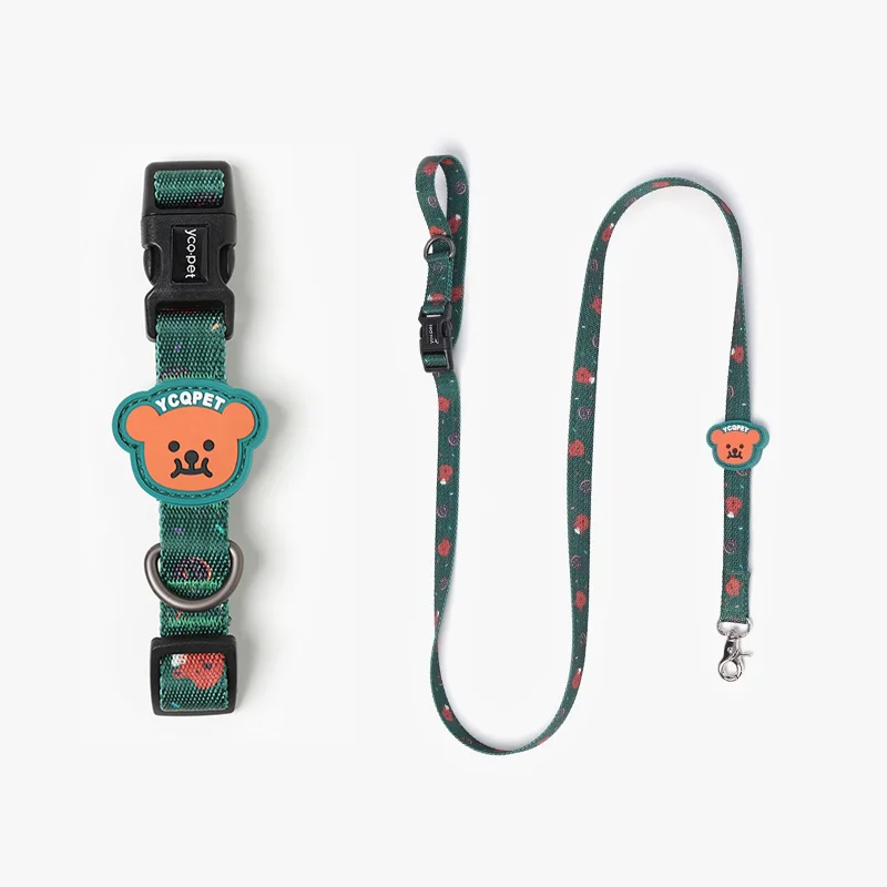 

Регулируемый ошейник и поводок для собак с милым медведем — дышащий ошейник с мультяшным дизайном для маленьких и средних собак, аксессуары для домашних животных