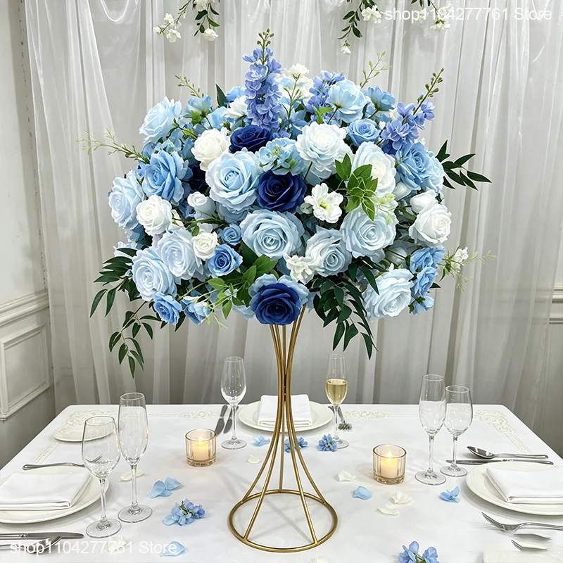 Künstliches Pampasgras, weiße Rosen, Tischdekoration, Blumenball-Arrangement, luxuriöse Hochzeitsempfangsdekoration, Blumendekoration für Events und Partys – Detail 6