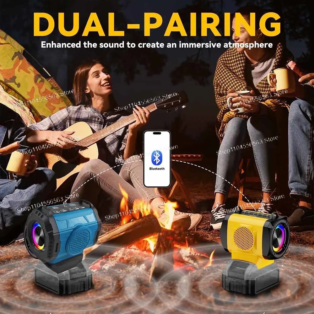 Wireless Bluetooth Speaker For Makita/Dewalt/Milwaukee/Bosch 18V 20V Li-ion Battery Player With USB Type-C Port Charge