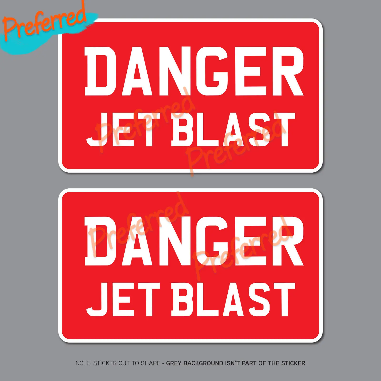 2 X Warning Danger Jet Blast Aircraft Warning Vinyl Stickers Decals 100mm X 42mm -all Sizes Waterproof PVC Die-Cut