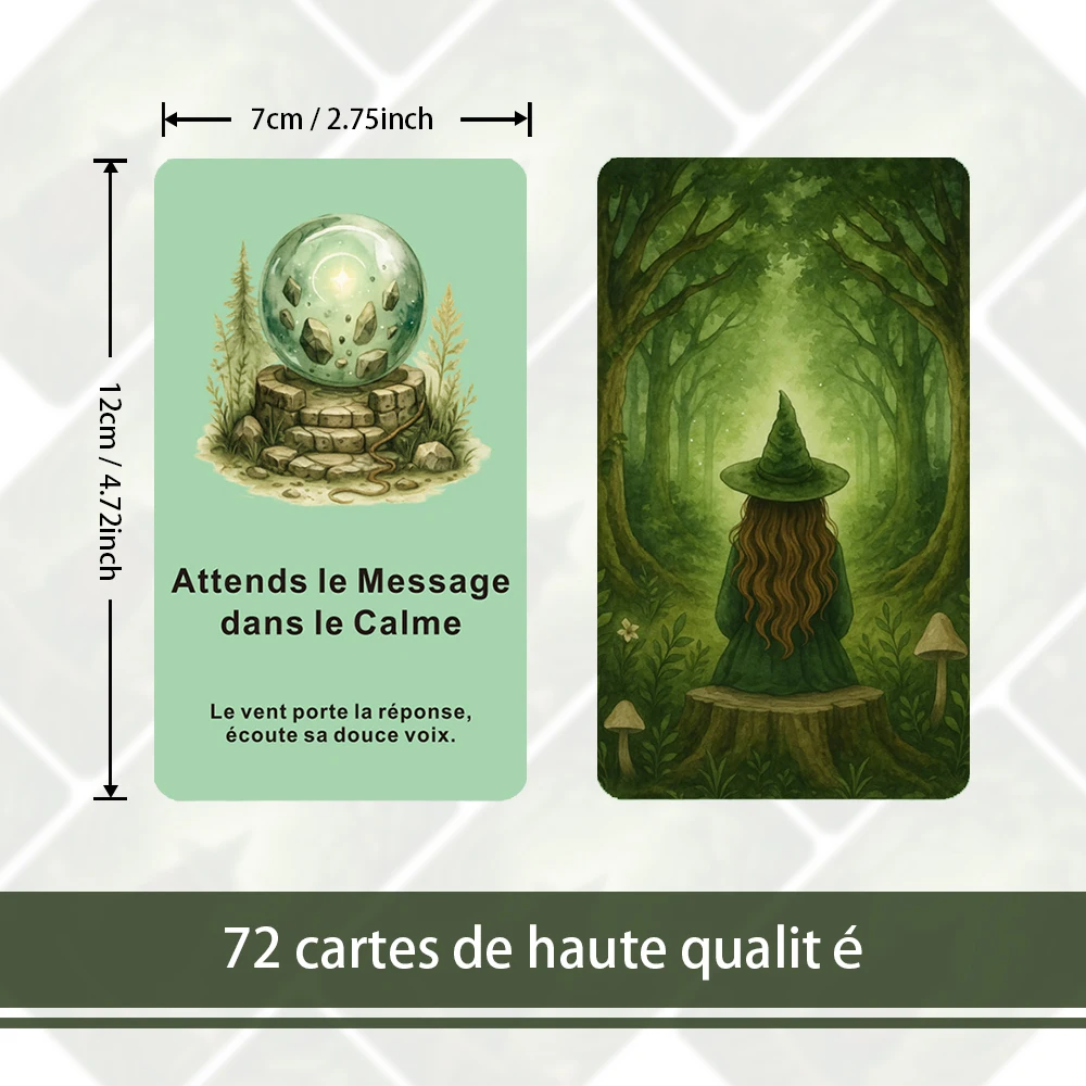 French Oracle Cards Deck, A Set of 72 Cards for Daily Reading, The Mysterious Message of the Wild, French Tarot Cards, 12*7cm