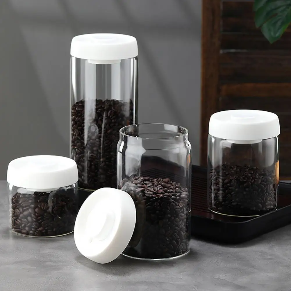 500/900/1200/1800ml Sealed Glass Storage Jar Airtight Jar Moisture-proof Coffee Beans Vacuum Sealed Tank Kitchen Storage Jar