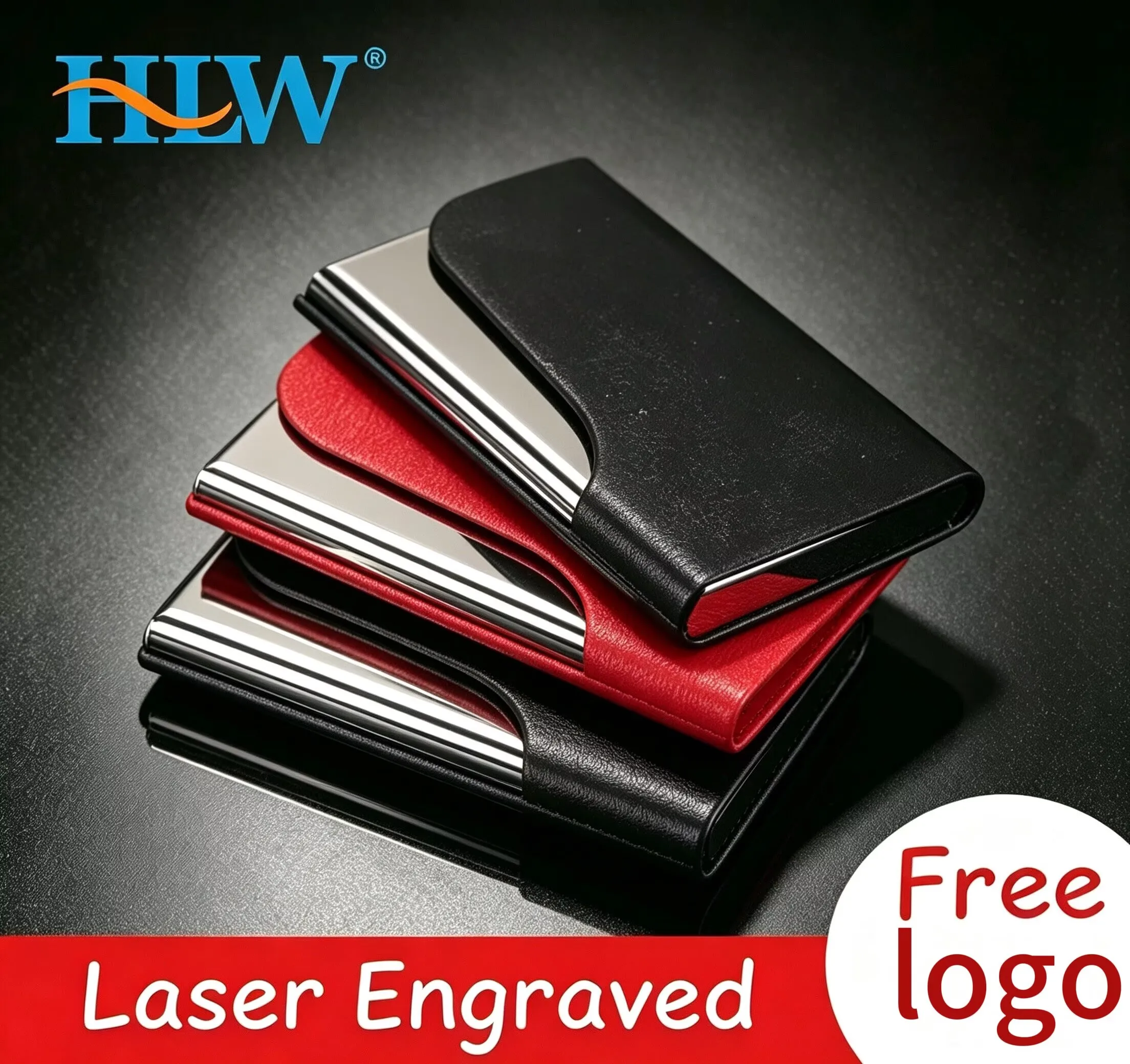 Laser Engraved LOGO Luxury  Men Credit Card Holder Aluminum Alloy Business ID Card Case Male Metal Leather Cardholder Wallet