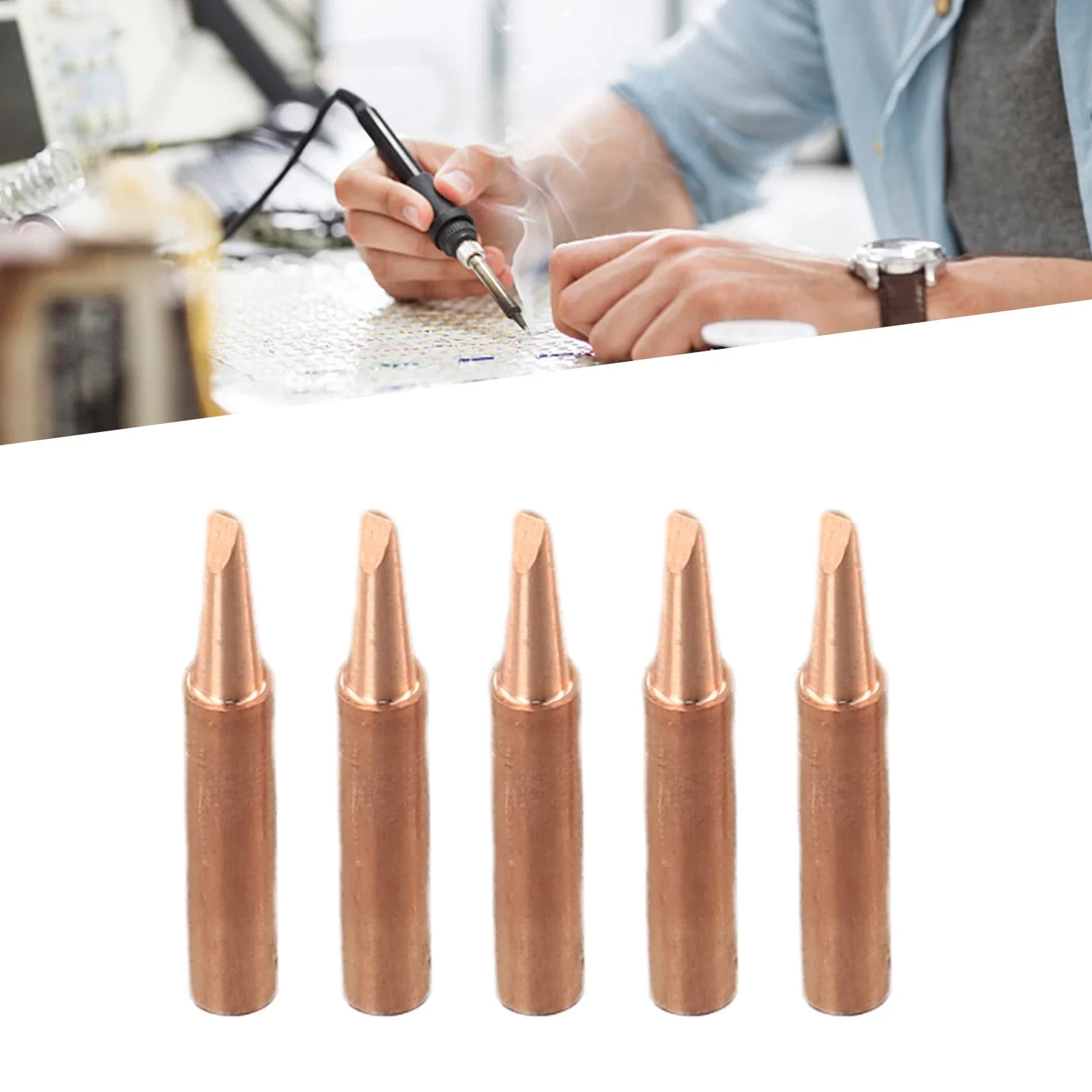 5pcs 900M-T Copper Soldering Iron Tips -free Welding Solder Tip 933.907.951 For Power Tools Welding Accessory In Stock Wholesale