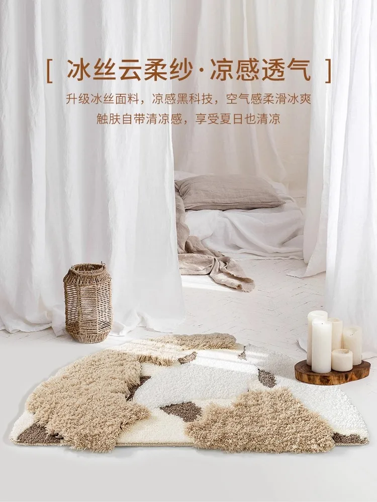 

Полукруглый маленький ковер в мультяшном стиле для ванной комнаты, креативный дизайн, индивидуальные узоры с животными рядом с кроватью, напольный коврик