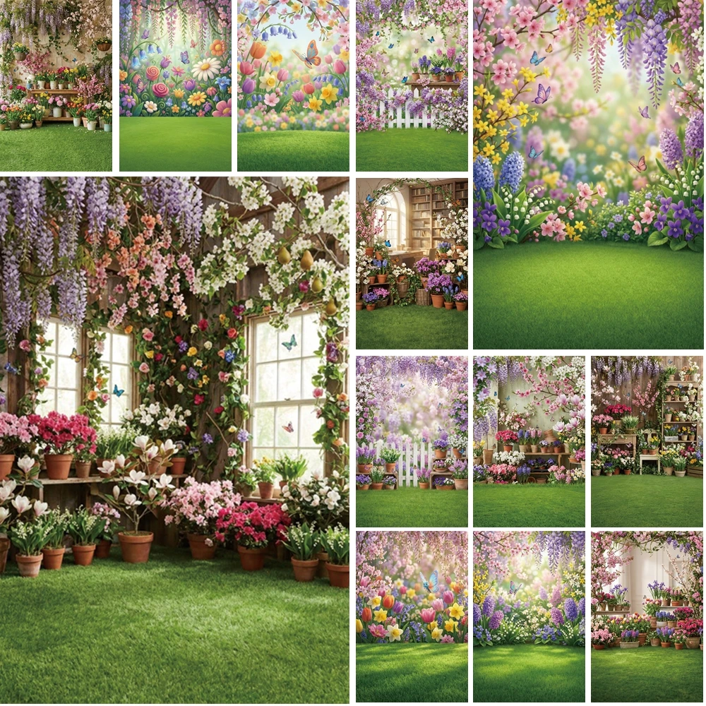 

MOON.QG Arch Garden Photo Background Bloom Butterfly Window Backdrop Spring Shooting Props Photography Accessories Photo Studio
