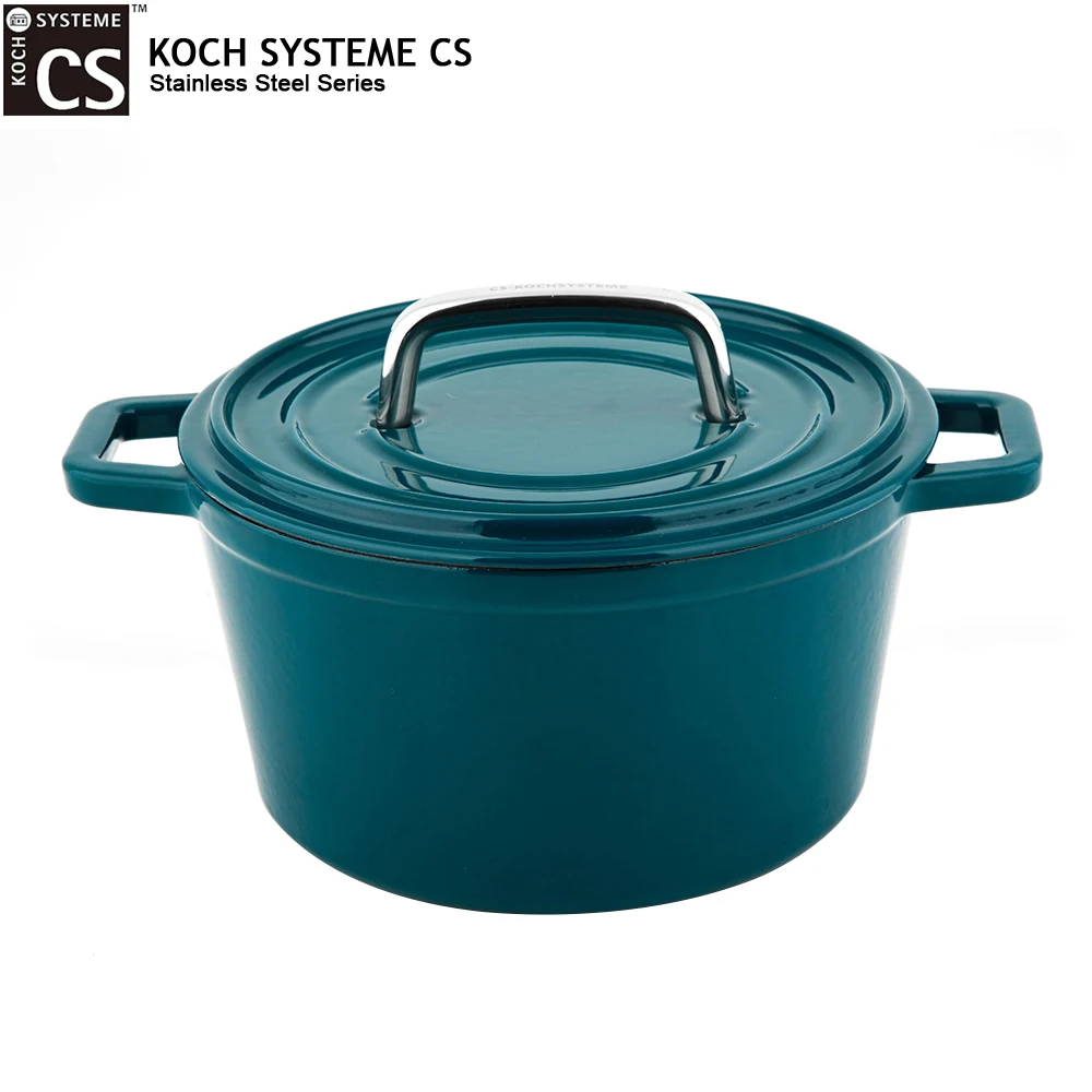 

Чугунная эмалированная кастрюля KOCH SYSTEME CS 24 см зеленого цвета с крышкой для запекания, тушения и приготовления на пару