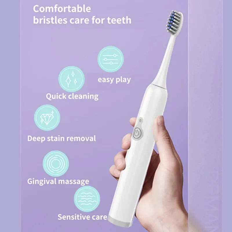 H1 Adult Electric Toothbrush Smart Brushing IPX7 Waterproof Replaceable Brush Head (Batteries Not Included)