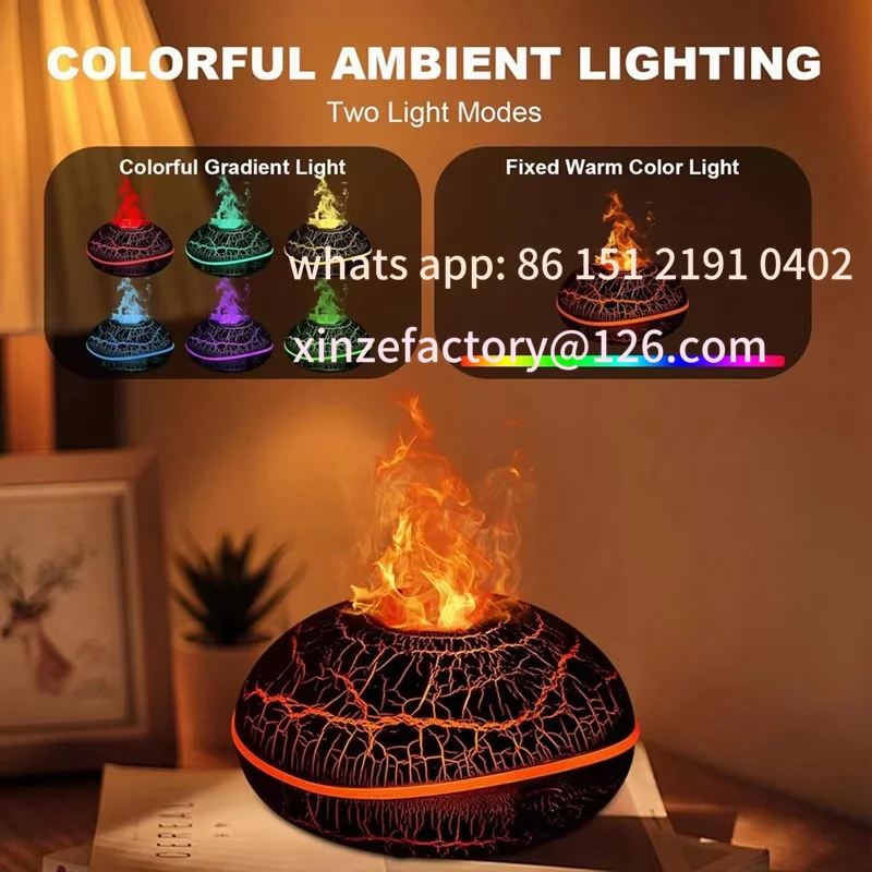 

Customizable Flame Effect Aromatherapy Air Humidifier with 7 Color Lights - Essential Oil Diffuser,Wide Spray Ran