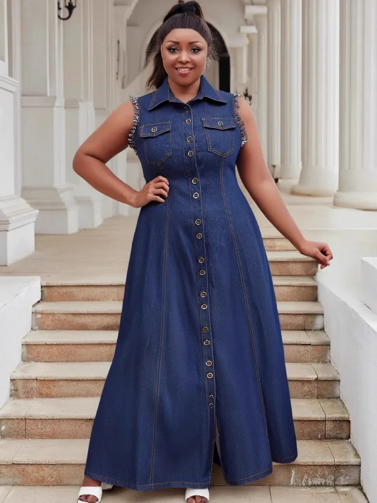 

African Dresses For Women New Denim Vetement Femme Dashiki Print Color Dress Africa Clothes Dashiki Ankara Dresses Ladies