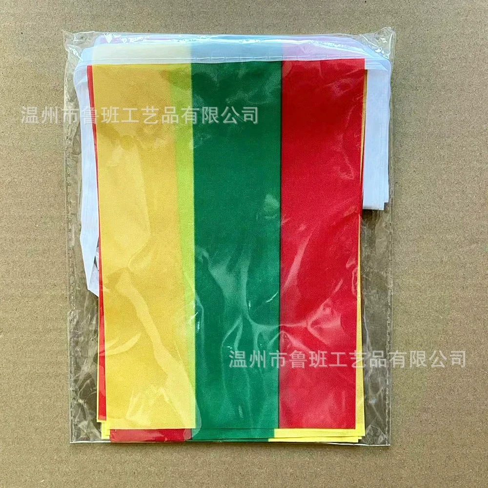 20pcs/lot Lithuania Bunting Flags 14x21cm Pennant Lithuania String Banner Festival Party Holiday for Decoration