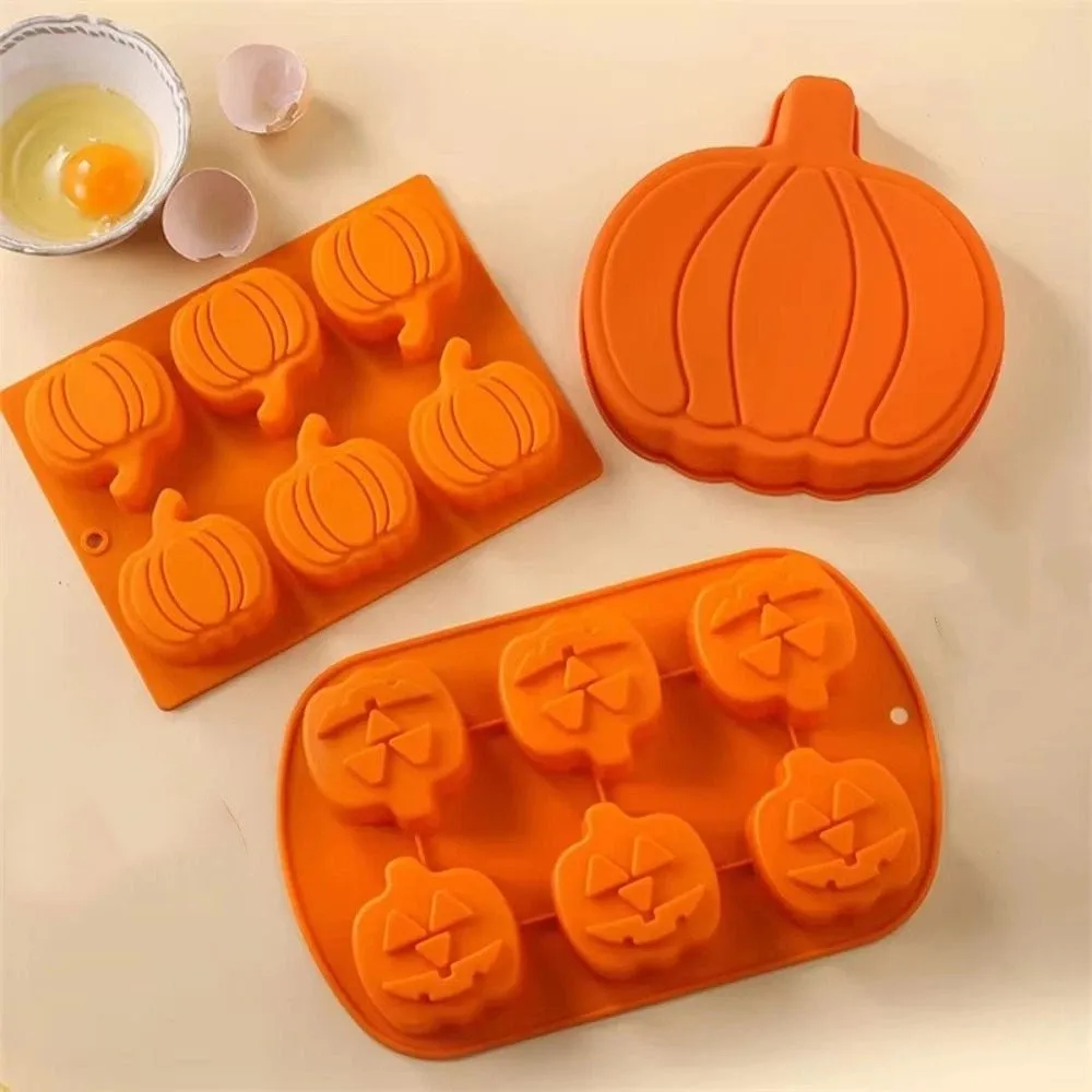 1/2Pcs 3D Halloween Cake Mold Pumpkin Shape Flexible Pumpkin Baking Mold Non-Stick Compact Silicone Baking Mold Pastry Utensil
