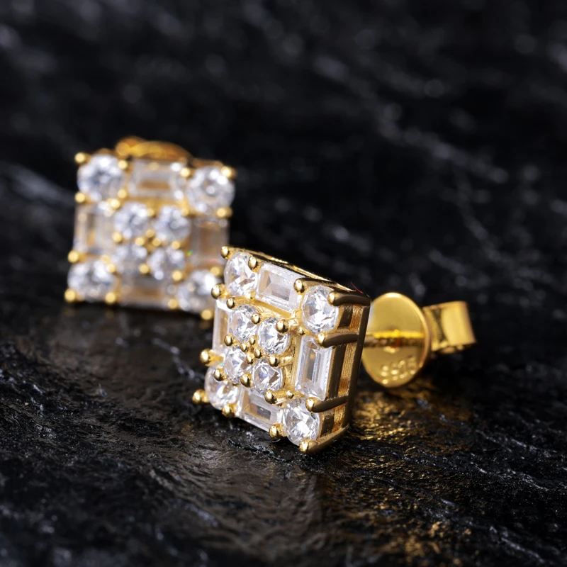 Orginal Silver 925 Stud Earrings for Men Women Luxury D Color Moissanite GRA Certified Push Back HipHop Wedding Jewelry Gifts