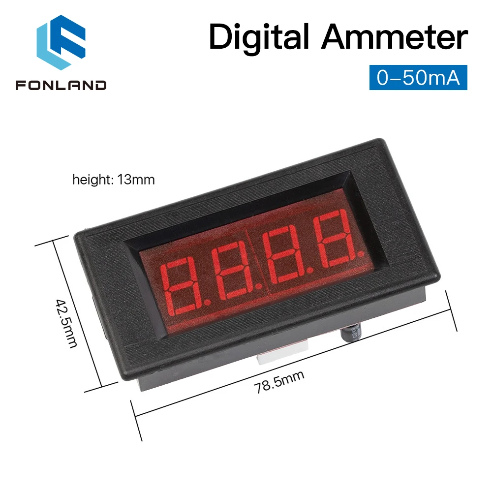 FONLAND 50mA LED cyfrowy amperomierz DC 0-50mA analogowy miernik panelowy prądu dla maszyny do grawerowania laserowego CO2