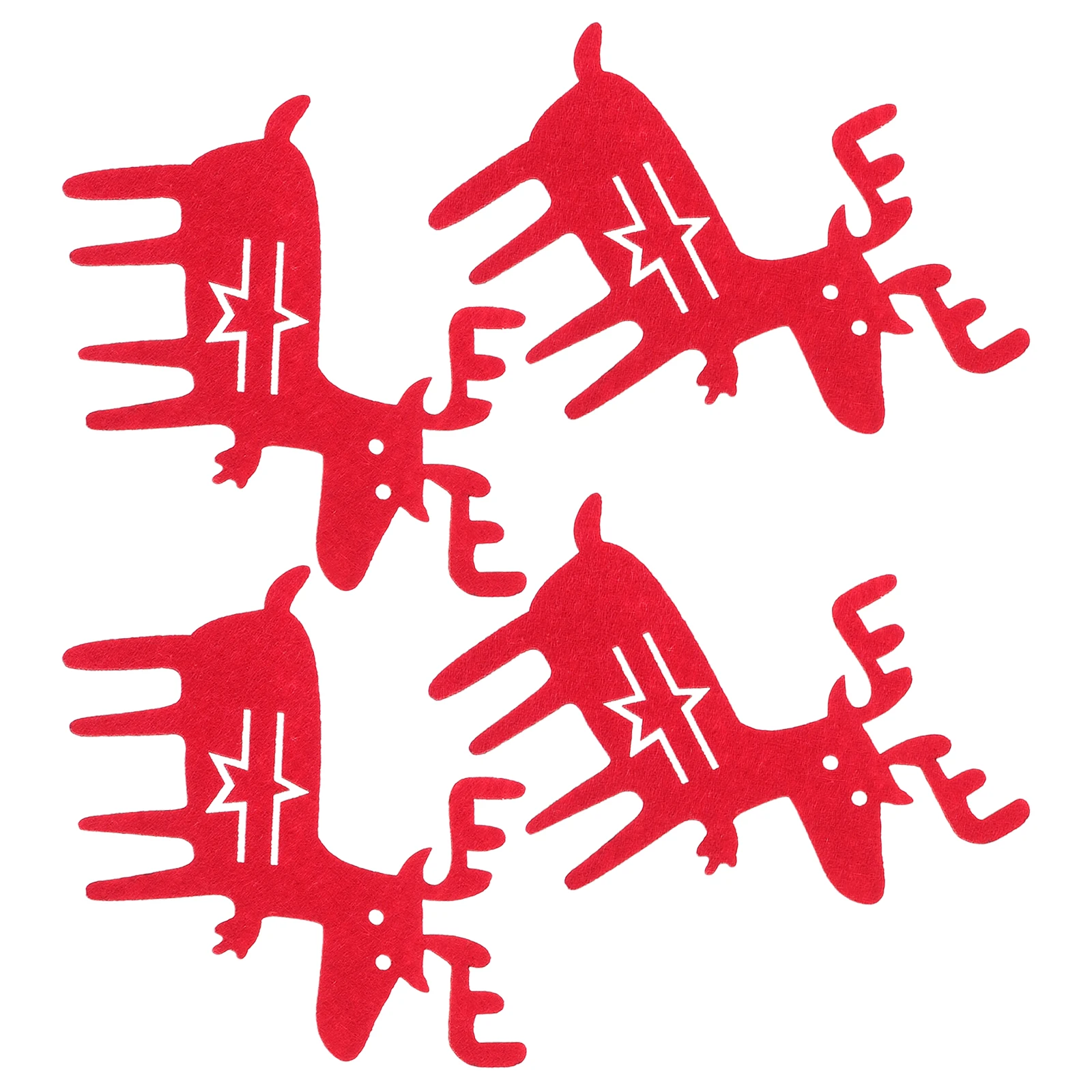 

4pcs Red Elk Shaped Cutlery Bags Silverware Storage Dinning Table Decor Christmas Fork Knife Holder Party Supplies