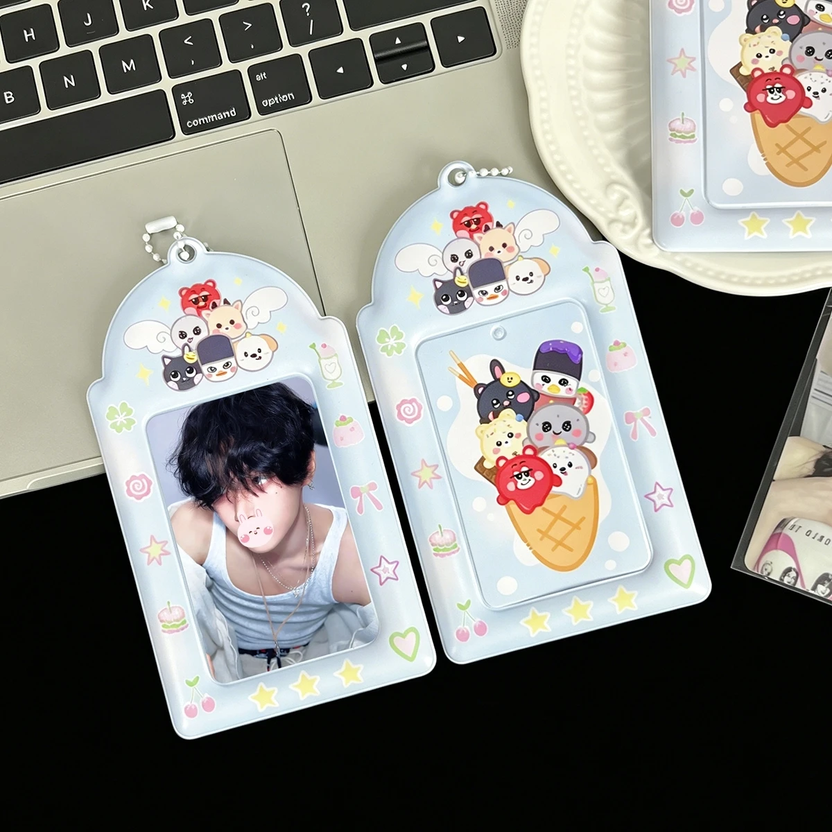 Cute Cartoon Animal Card Holder, Ice Cream Animal Card Holder, K-Pop Idol Animal Photo Card Holder, Idol Fan Card Storage, Idolme, Made of Pu Material, Suitable for 3-3.5inch Mini Photo Cards, Polaroid Photo Cards,
