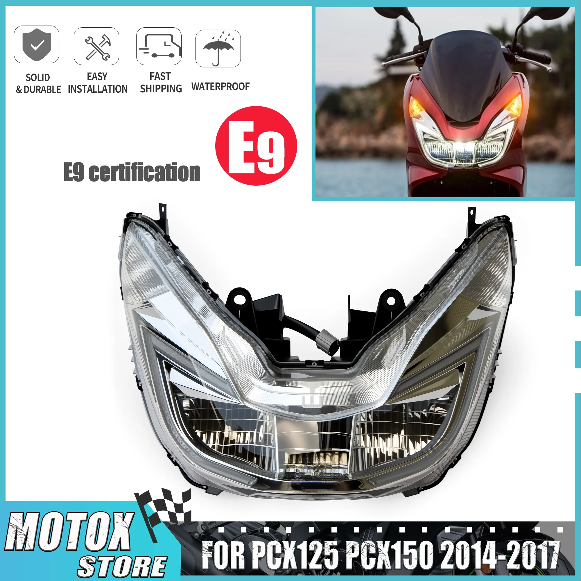 LED Motorcycle Headlight Fit for 2014 - 2017 Honda PCX125 PCX150 Headlamp WW125 WW150 PCX 125 150 2015 2016 Head Light
