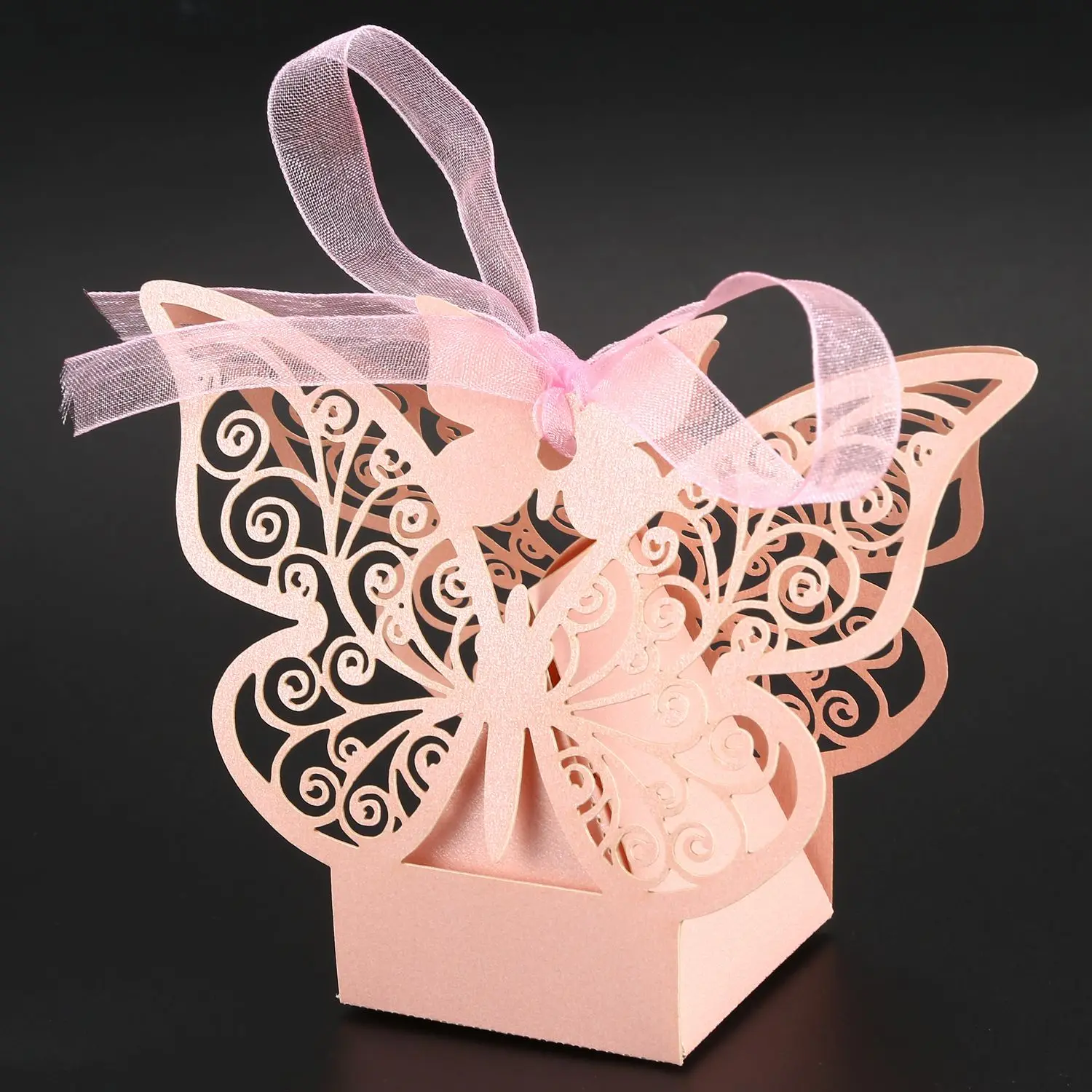 Butterfly Wedding Favour Box, Presentes De Festa De Aniversário, Caixas De Doces, Rosa, 50Pcs